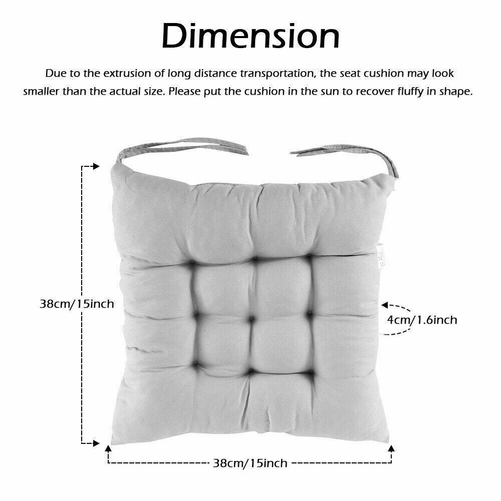 🚚 FREE UK Delivery: 3–5 days - 4 Pack Seat Pad Dining Room Garden Kitchen Chair Seat Cushions Tie On Plain UK