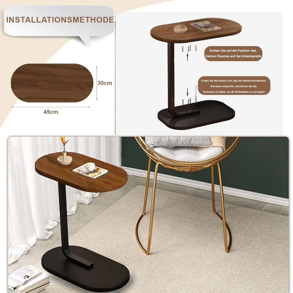 FREE UK Delivery 3-5 days  C-Shaped Compact Sofa Side End Table Coffee Laptop Table Living Room Bedroom UK - Black
