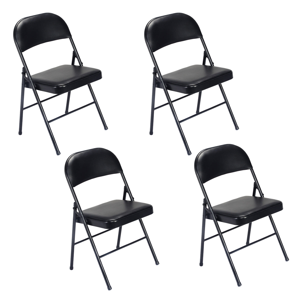 FREE Delivery Styleaway 4pcs Elegant Foldable Iron & PVC Chairs for Home, Convention & Exhibition Black - Indoor / Outdoor