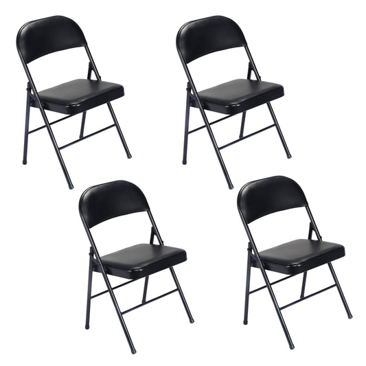 FREE Delivery Styleaway 4pcs Elegant Foldable Iron & PVC Chairs for Home, Convention & Exhibition Black - Indoor / Outdoor