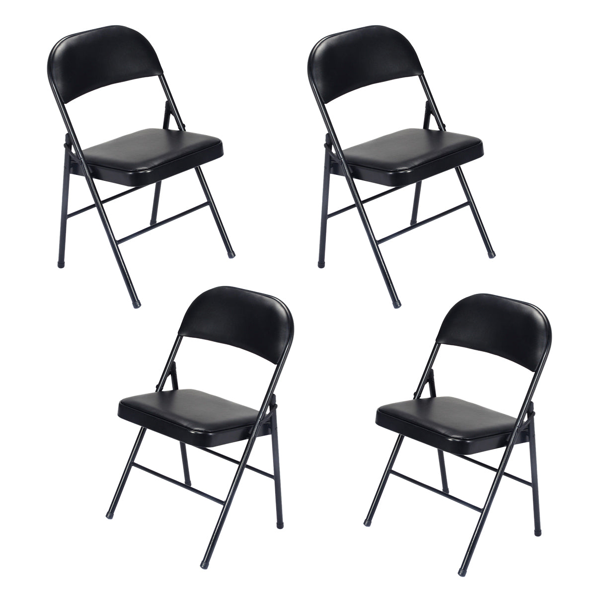 FREE Delivery Styleaway 4pcs Elegant Foldable Iron & PVC Chairs for Home, Convention & Exhibition Black - Indoor / Outdoor