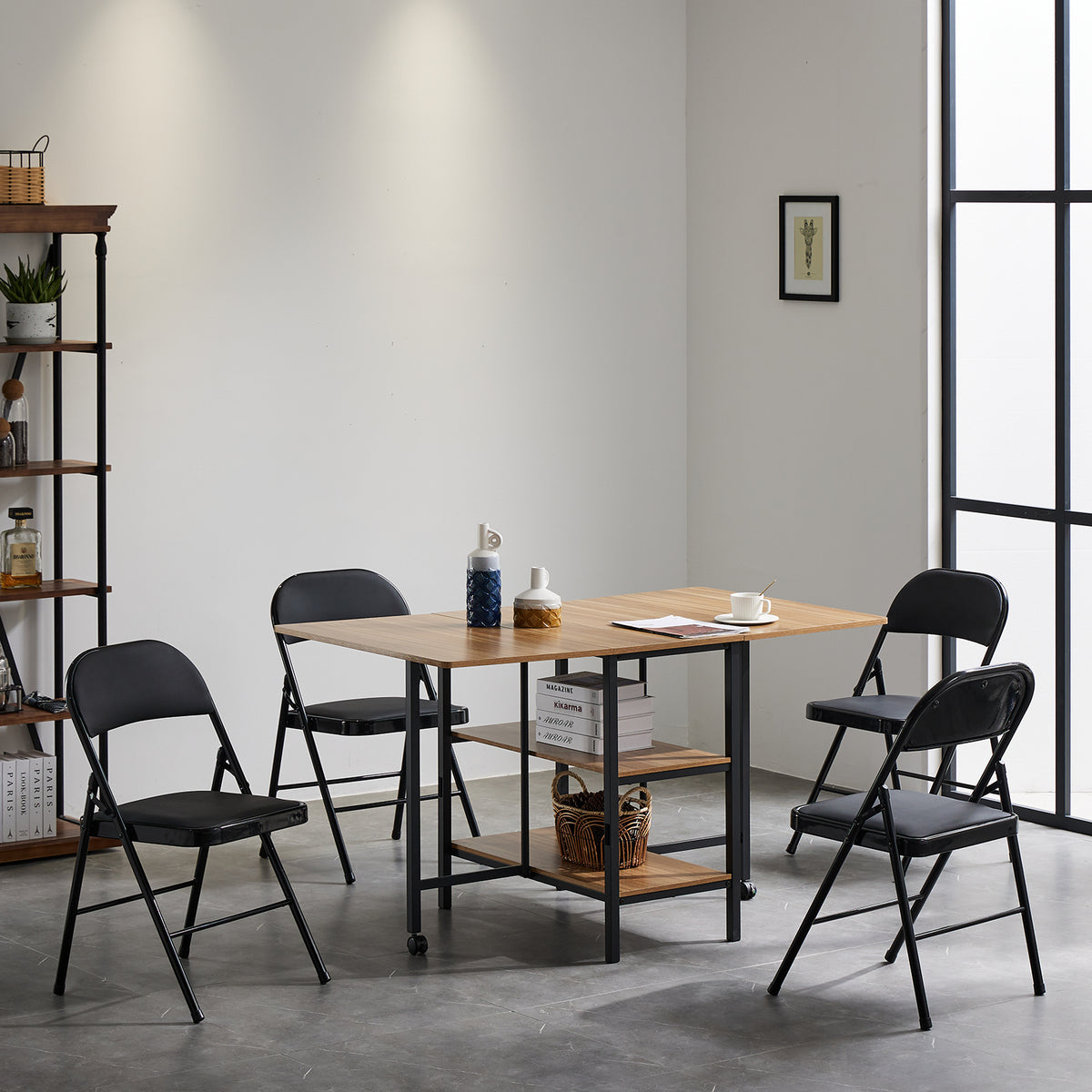 FREE Delivery Styleaway 4pcs Elegant Foldable Iron & PVC Chairs for Home, Convention & Exhibition Black - Indoor / Outdoor