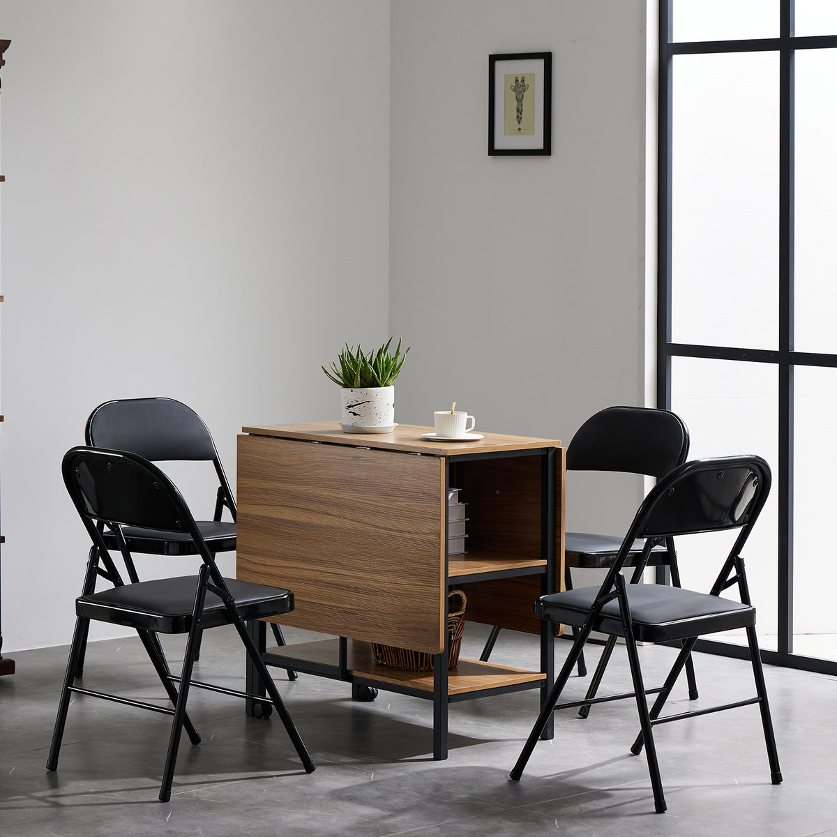 FREE Delivery Styleaway 4pcs Elegant Foldable Iron & PVC Chairs for Home, Convention & Exhibition Black - Indoor / Outdoor