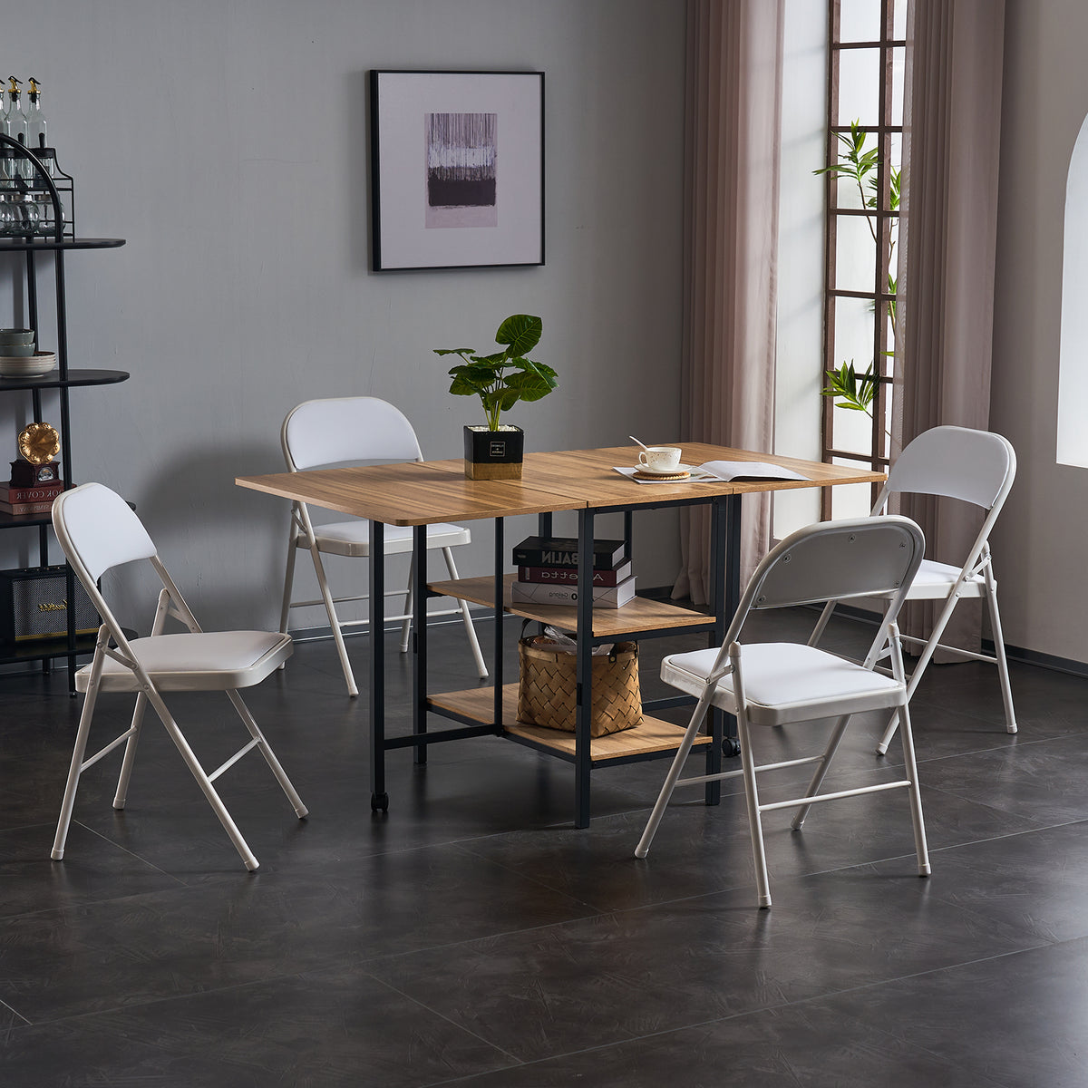 FREE Delivery Styleaway 4pcs Elegant Foldable Iron &amp; PVC Chairs for Home, Convention &amp; Exhibition White - Indoor / Outdoor