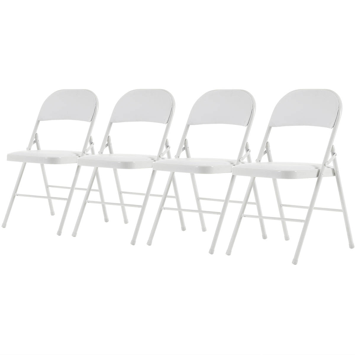 FREE Delivery Styleaway 4pcs Elegant Foldable Iron &amp; PVC Chairs for Home, Convention &amp; Exhibition White - Indoor / Outdoor