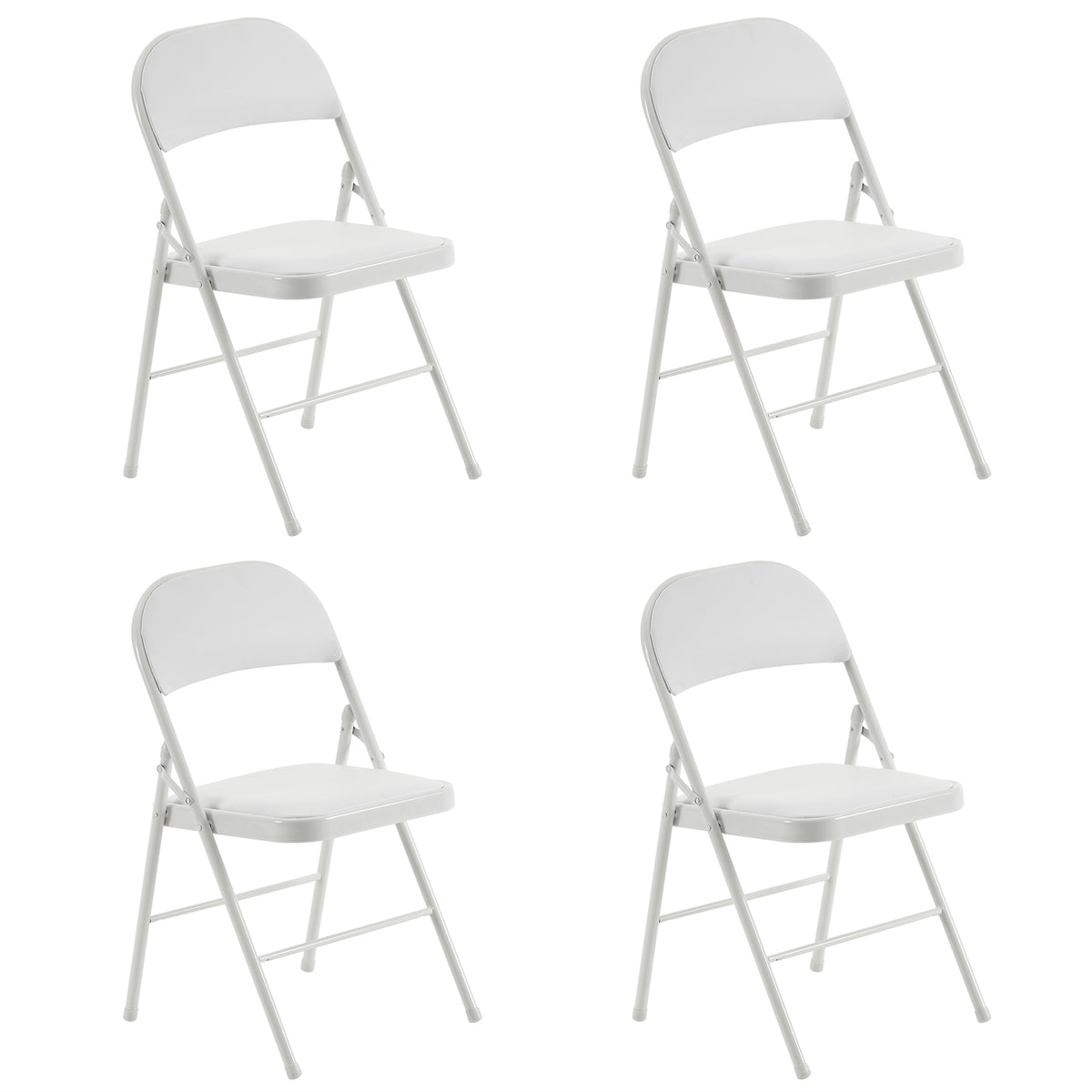 FREE Delivery Styleaway 4pcs Elegant Foldable Iron &amp; PVC Chairs for Home, Convention &amp; Exhibition White - Indoor / Outdoor