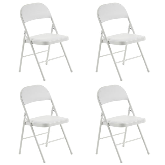 FREE Delivery Styleaway 4pcs Elegant Foldable Iron &amp; PVC Chairs for Home, Convention &amp; Exhibition White - Indoor / Outdoor
