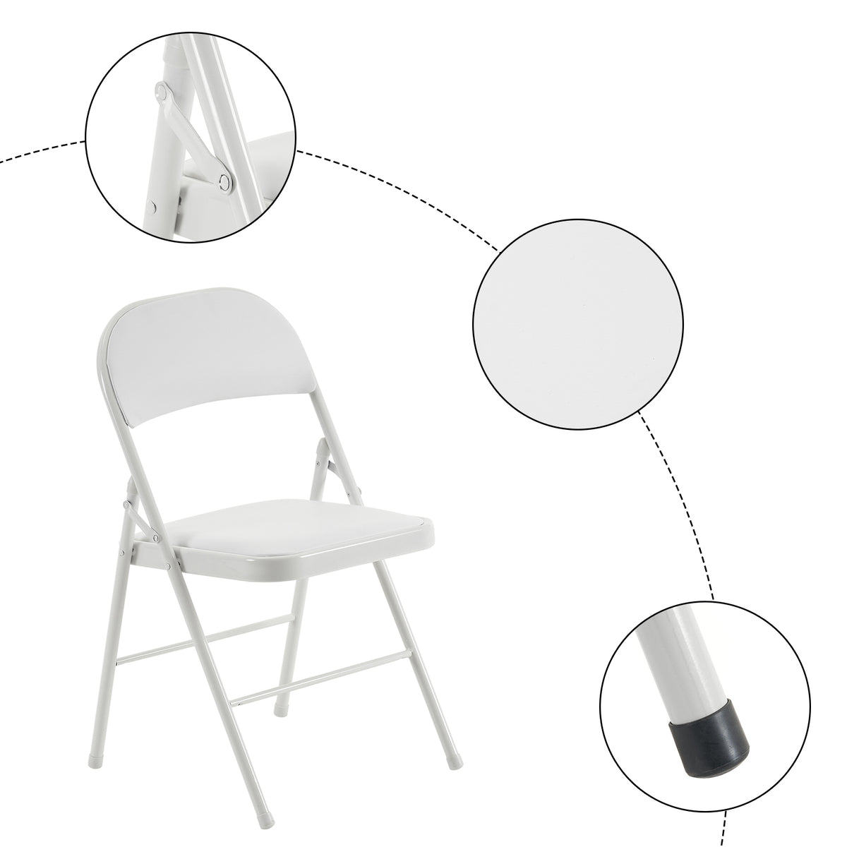 FREE Delivery Styleaway 4pcs Elegant Foldable Iron &amp; PVC Chairs for Home, Convention &amp; Exhibition White - Indoor / Outdoor