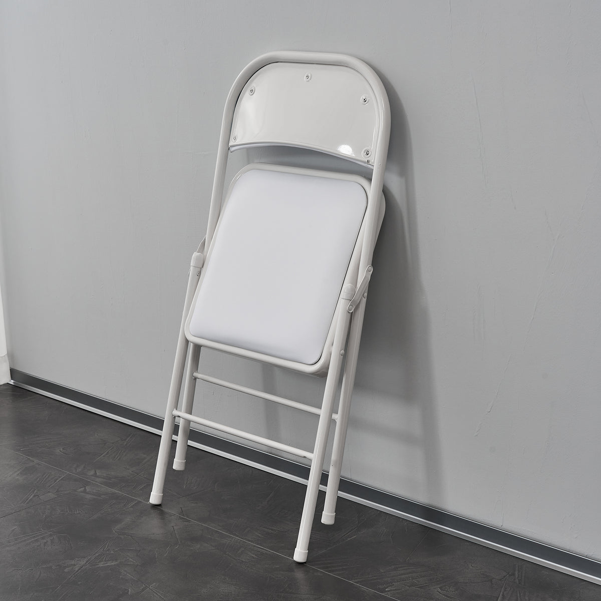 FREE Delivery Styleaway 4pcs Elegant Foldable Iron &amp; PVC Chairs for Home, Convention &amp; Exhibition White - Indoor / Outdoor
