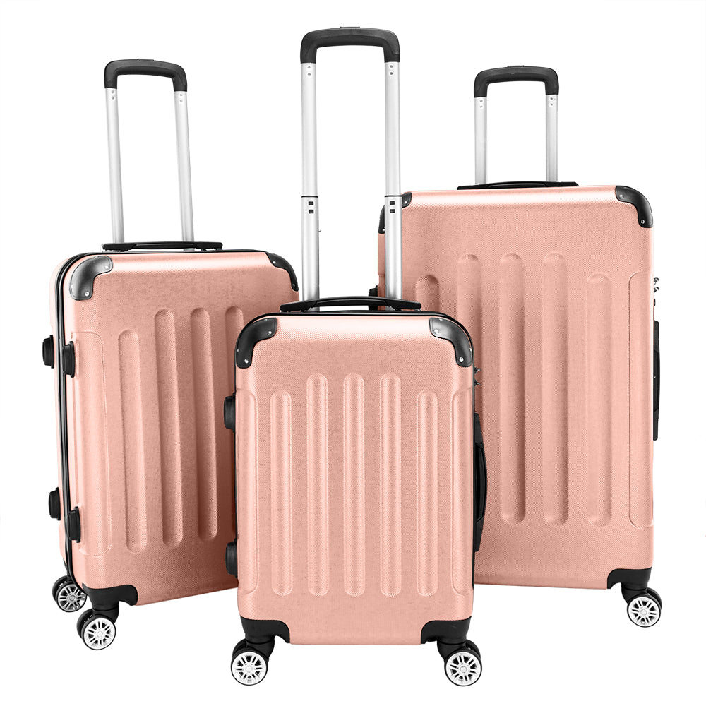 FREE UK Delivery 3-5 days Pink 3 Pcs Suitcase Lightweight ABS Carry-on Hand Luggage 4 Spinner Wheels Trolley Case 20" 24" 28"