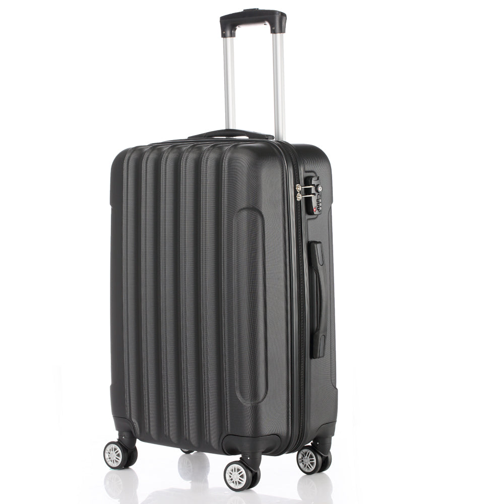 FREE UK Delivery 3-5 days Black 3 Pcs Suitcase Lightweight ABS Carry-on Hand Luggage 4 Spinner Wheels Trolley Case 20" 24" 28"