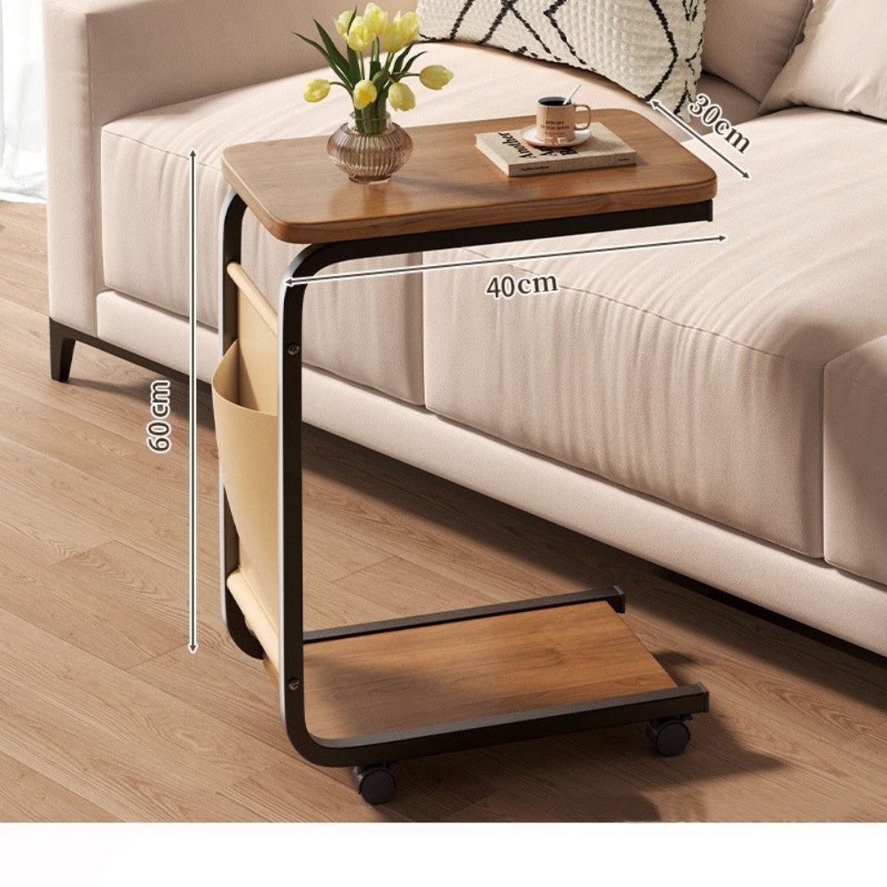 FREE UK Delivery 3-5 days Side Table C Shaped w/ Wheels for Sofa Coffee End Tables for Living Room Bedside Tables UK