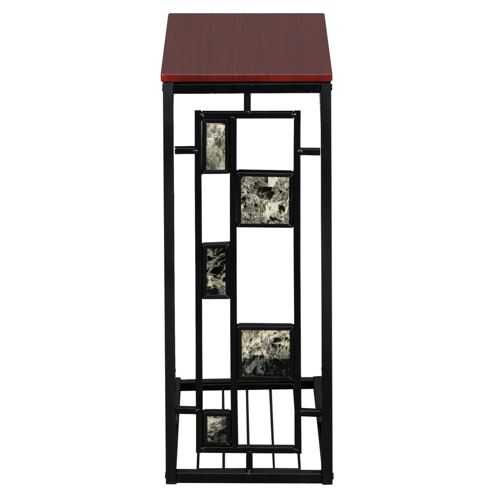 FREE UK Delivery 3-5 days Square Shaped Side Table End Table with Gravel Pattern, Brown Top & Black Powder-Coated Base