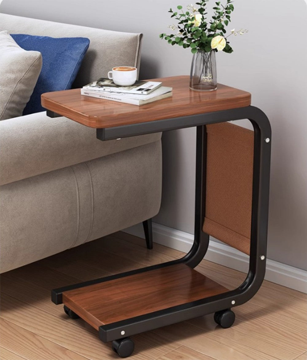 FREE UK Delivery 3-5 days Side Table C Shaped w/ Wheels for Sofa Coffee End Tables for Living Room Bedside Tables UK