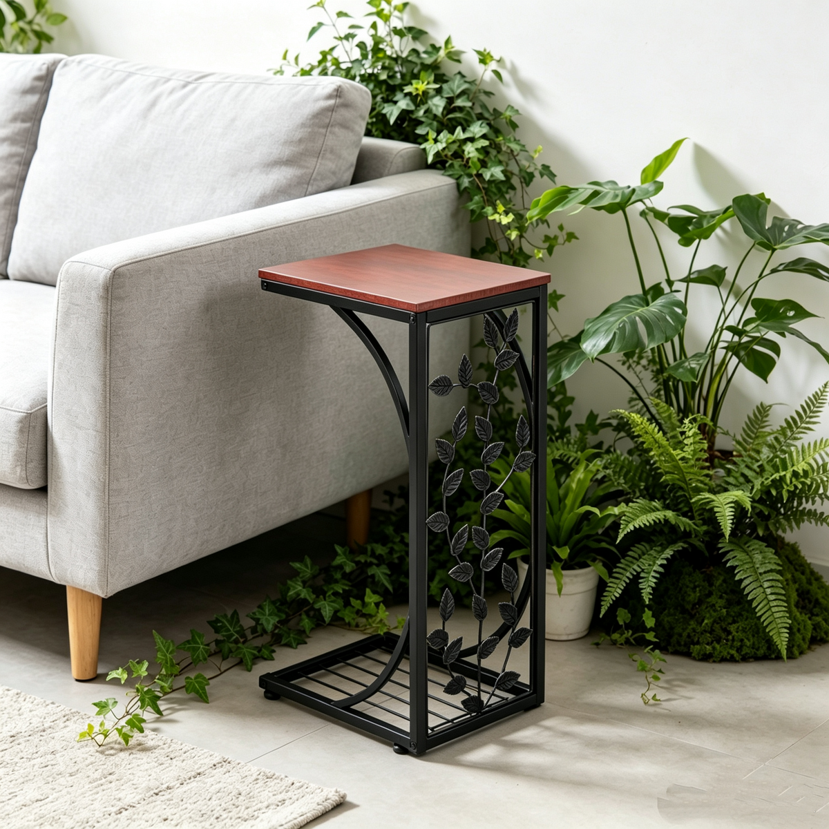 FREE UK Delivery 3-5 days 54*30.5*21CM Leaf Pattern Iron Side Table Coffee Table Brown