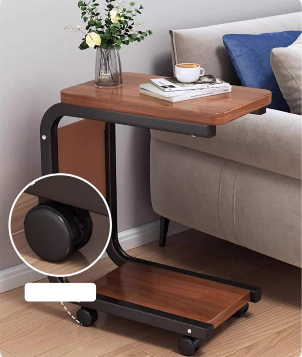 FREE UK Delivery 3-5 days Side Table C Shaped w/ Wheels for Sofa Coffee End Tables for Living Room Bedside Tables UK