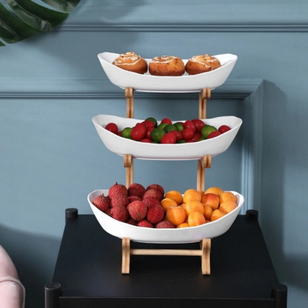 🚚 FREE UK Delivery: 3–5 days - Stacked Fruit Tray Multi-layer Plate Three Compartments Snack Candy Platter Bowl