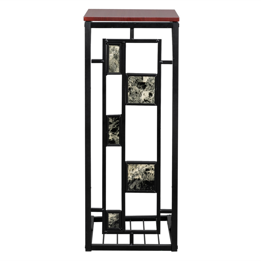 FREE UK Delivery 3-5 days Square Shaped Side Table End Table with Gravel Pattern, Brown Top & Black Powder-Coated Base