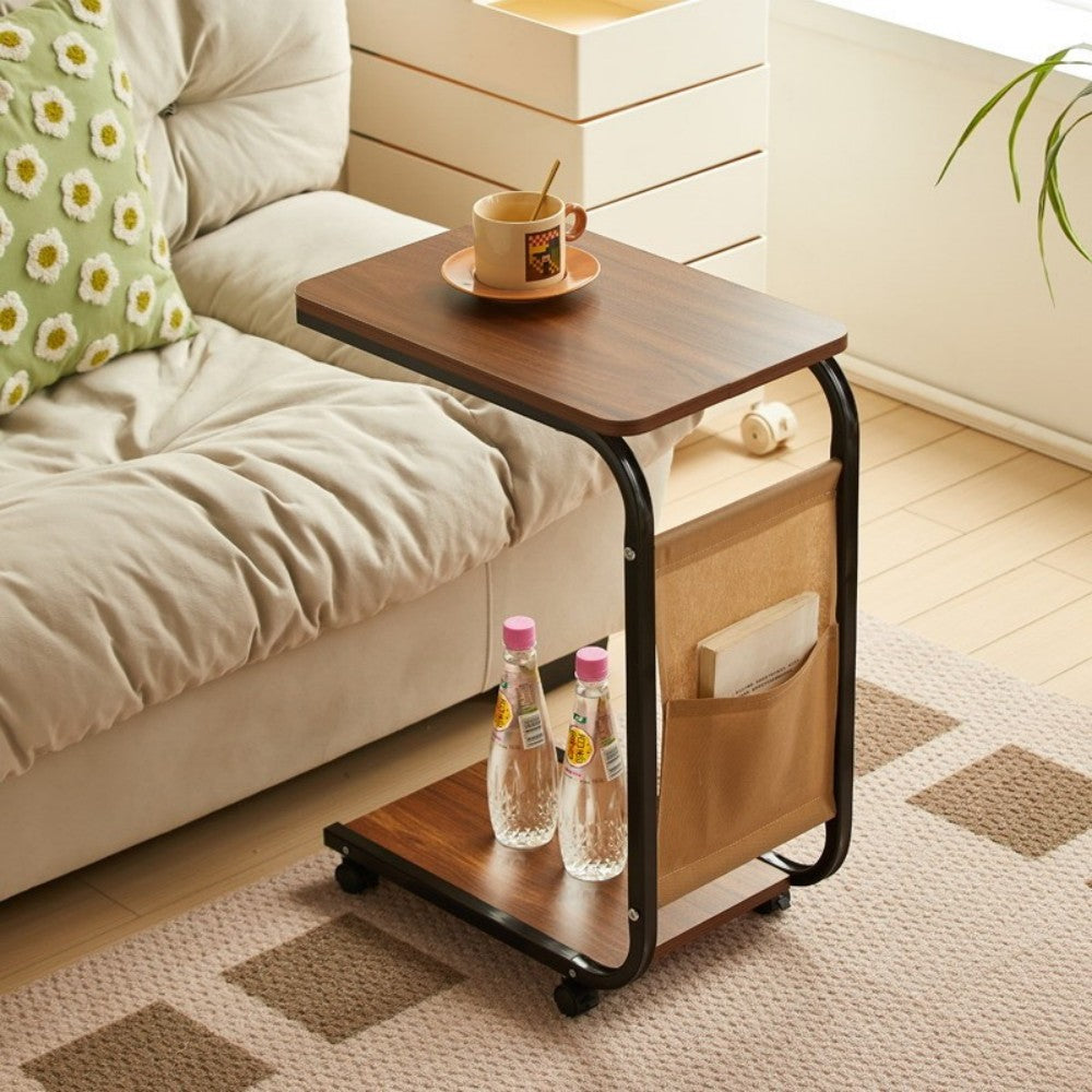 FREE UK Delivery 3-5 days Side Table C Shaped w/ Wheels for Sofa Coffee End Tables for Living Room Bedside Tables UK
