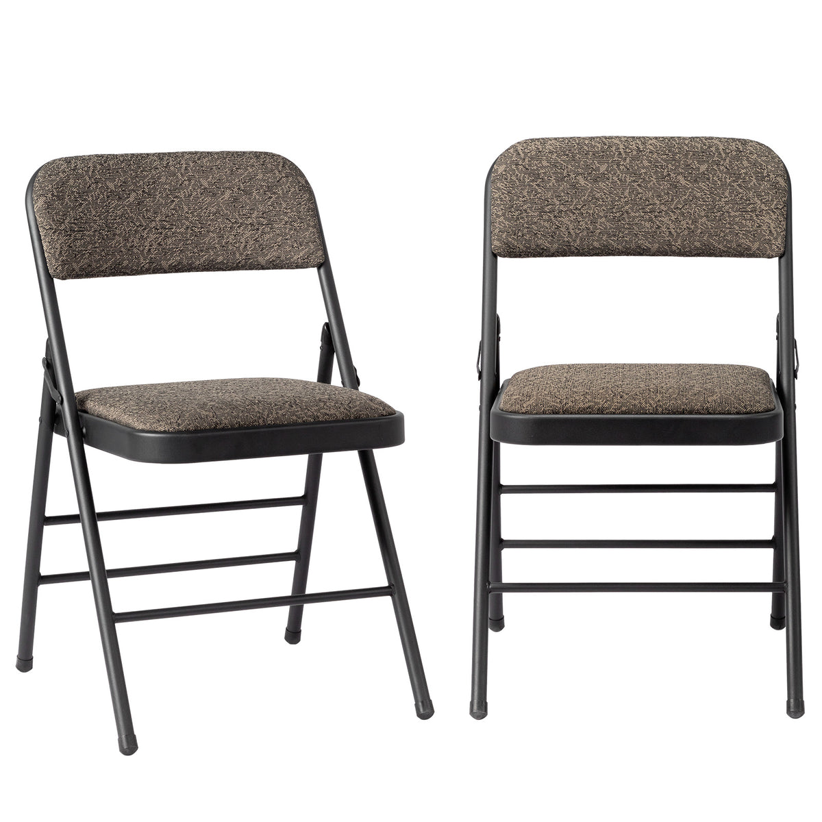 FREE Delivery Styleaway 2pcs Black Patterned Padded Folding Chairs, for Home, Conference Event Chairs with Soft Seat (46*48*76cm), Frosted Iron Frame
