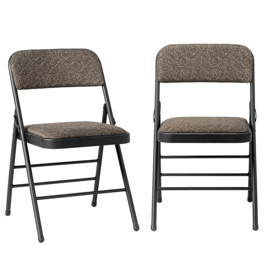 FREE Delivery Styleaway 2pcs Black Patterned Padded Folding Chairs, for Home, Conference Event Chairs with Soft Seat (46*48*76cm), Frosted Iron Frame