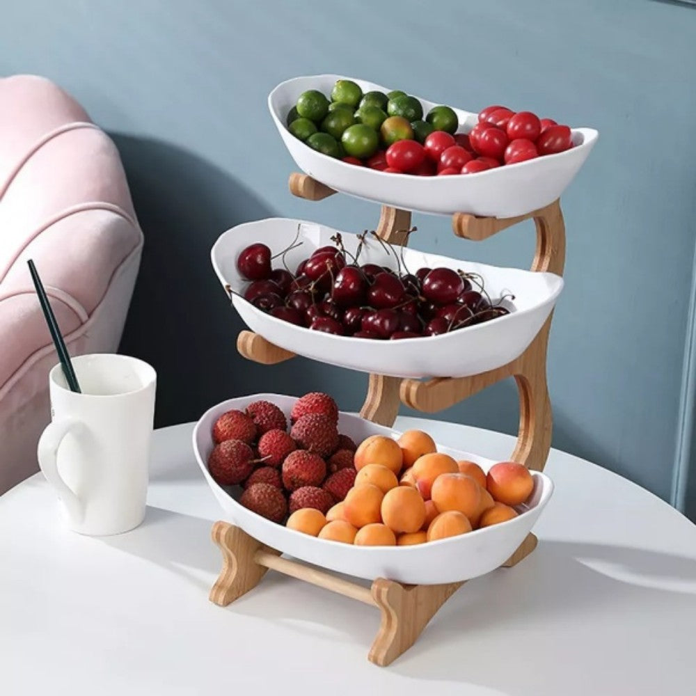 🚚 FREE UK Delivery: 3–5 days - Stacked Fruit Tray Multi-layer Plate Three Compartments Snack Candy Platter Bowl