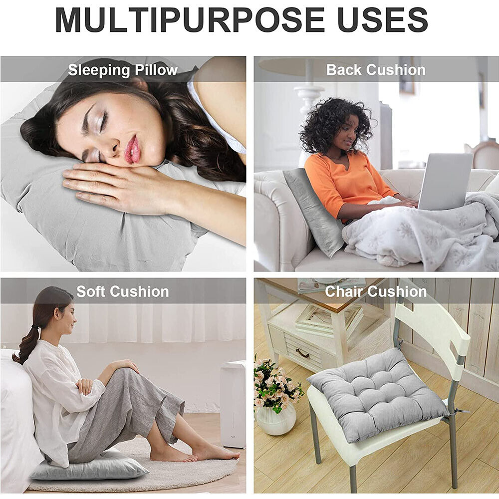 🚚 FREE UK Delivery: 3–5 days - 4 Pack Seat Pad Dining Room Garden Kitchen Chair Seat Cushions Tie On Plain UK