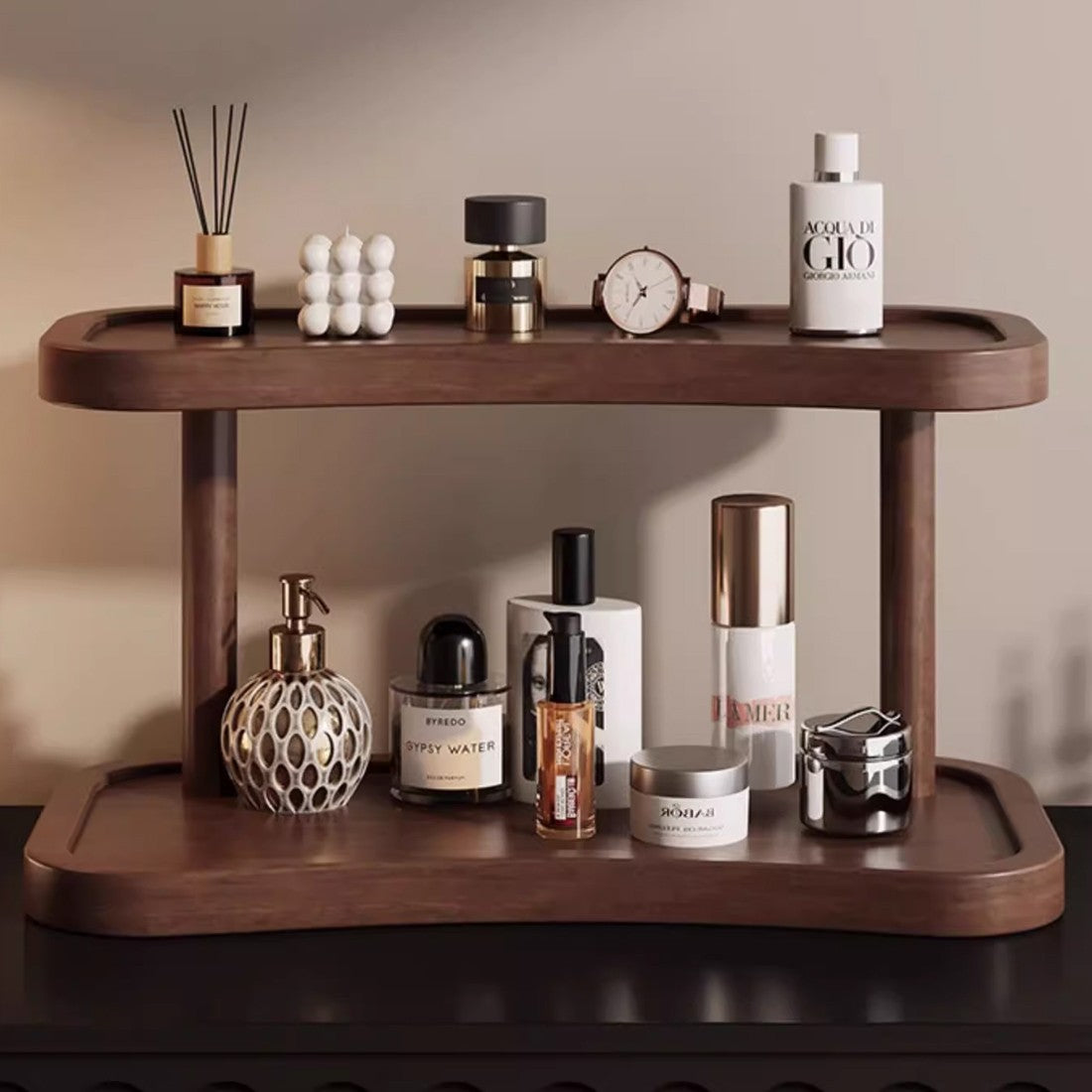 FREE UK Delivery 3-5 days 2 Tier Bamboo Desktop Organizer Stand Bookcase Table Rack Kitchen Storage Shelf