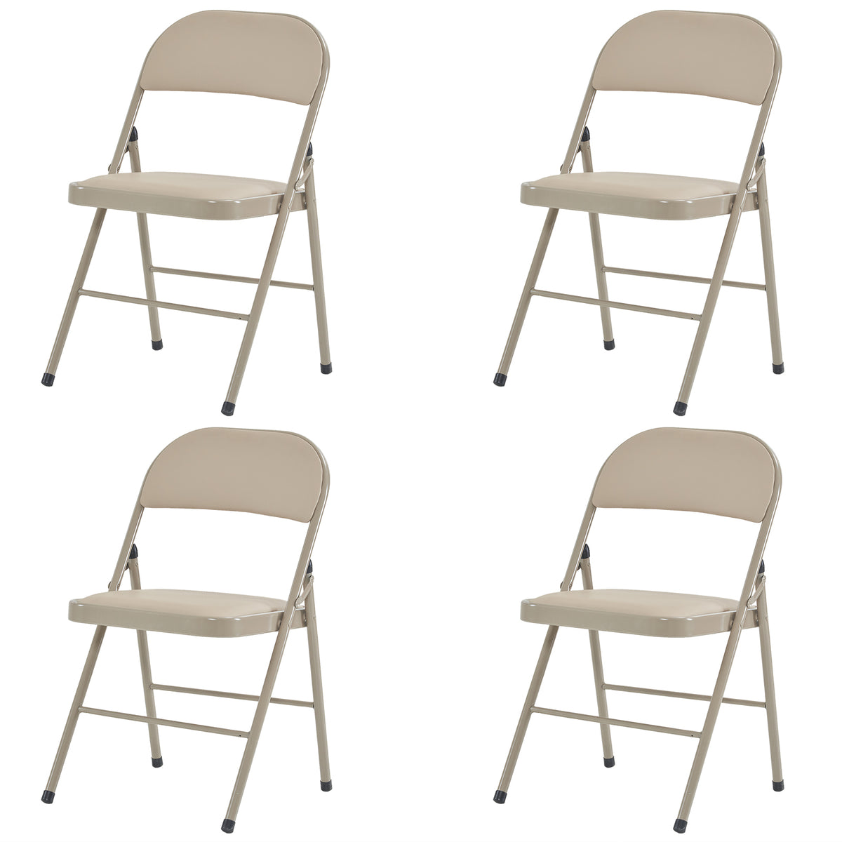 FREE Delivery Styleaway 4pcs Elegant Foldable Iron & PVC Chairs for Convention & Exhibition  Light  Brown / Beige
