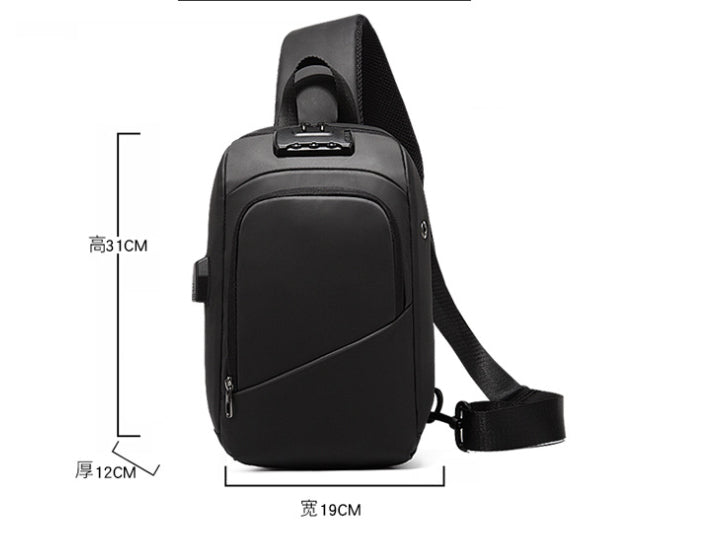 FREE P&P Anti-theft Lock Upscale Chest Bag Men Shoulder Bags USB Charging Crossbody Bags Summer Short Trip Travel Messengers Bag Unisex