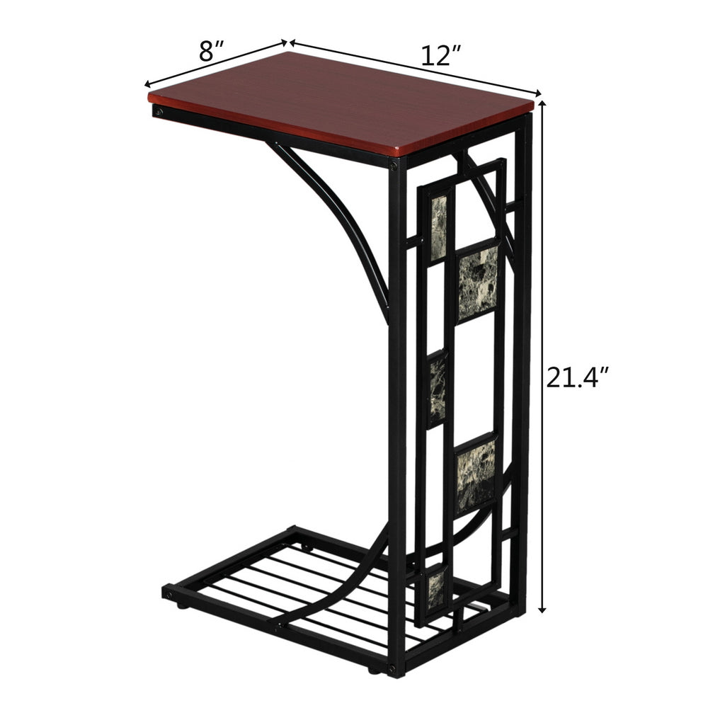 FREE UK Delivery 3-5 days Square Shaped Side Table End Table with Gravel Pattern, Brown Top & Black Powder-Coated Base