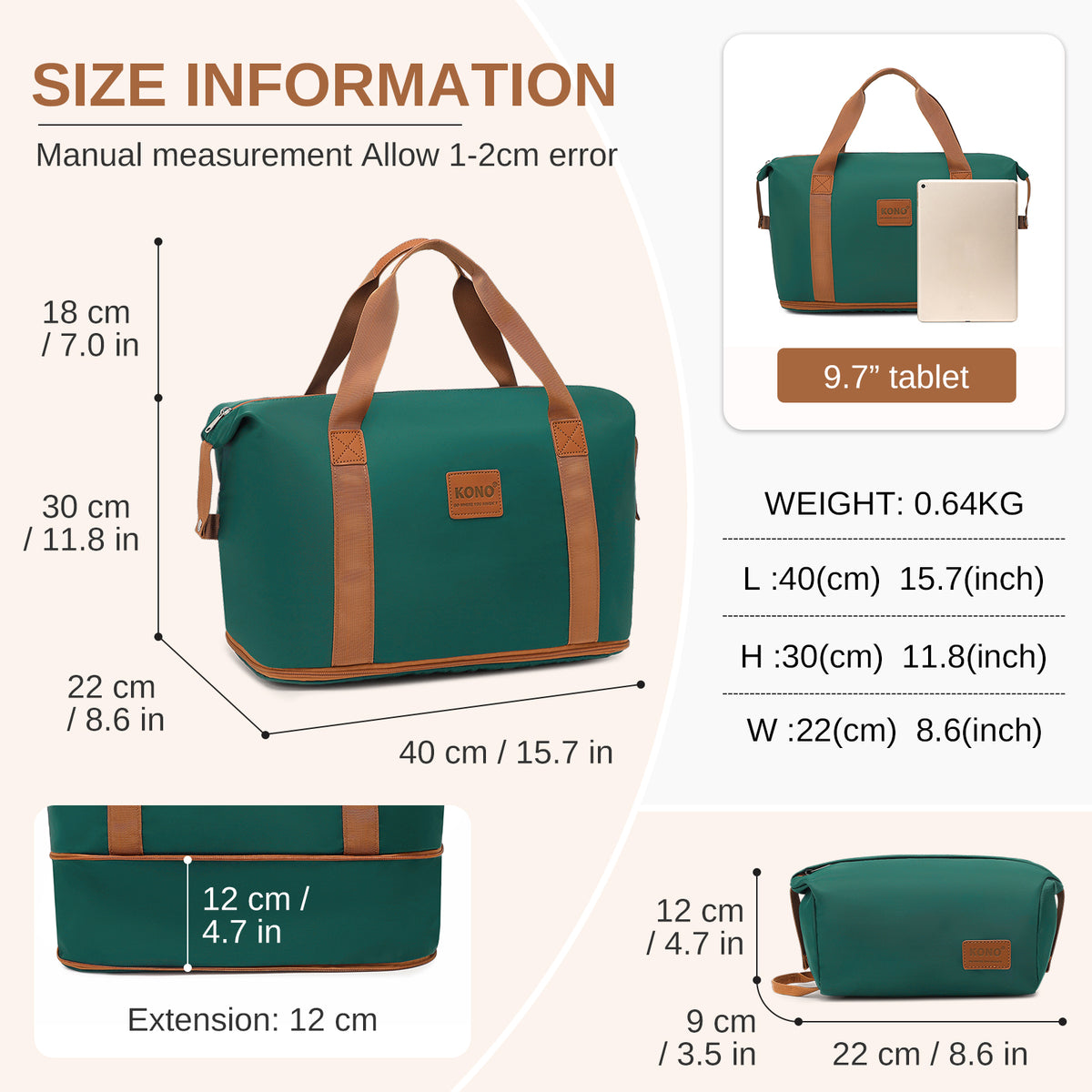 FREE UK Delivery  3-5 days -  Kono 28 Inch Large ABS+PC Hard Shell Suitcase Set with Travel Bag & Toiletry Pouch - All colours- 3yr Warranty