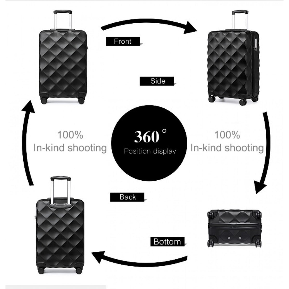 FREE UK Delivery 3-5 days British Traveller 24 Inch Ultralight ABS And Polycarbonate Bumpy Diamond Suitcase With TSA Lock- All colours - 3yr Warranty