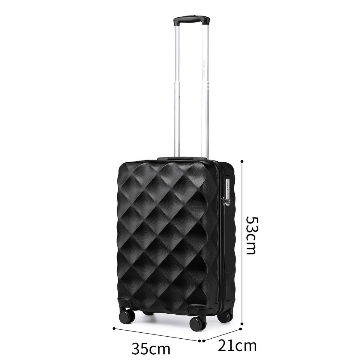 FREE UK Delivery 3-5 days British Traveller 20 Inch Ultralight ABS And Polycarbonate Bumpy Diamond Suitcase With TSA Lock - All colours - 3yr Warranty