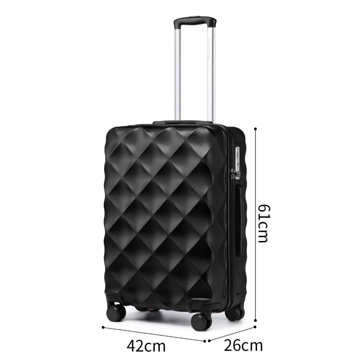 FREE UK Delivery 3-5 days British Traveller 24 Inch Ultralight ABS And Polycarbonate Bumpy Diamond Suitcase With TSA Lock- All colours - 3yr Warranty