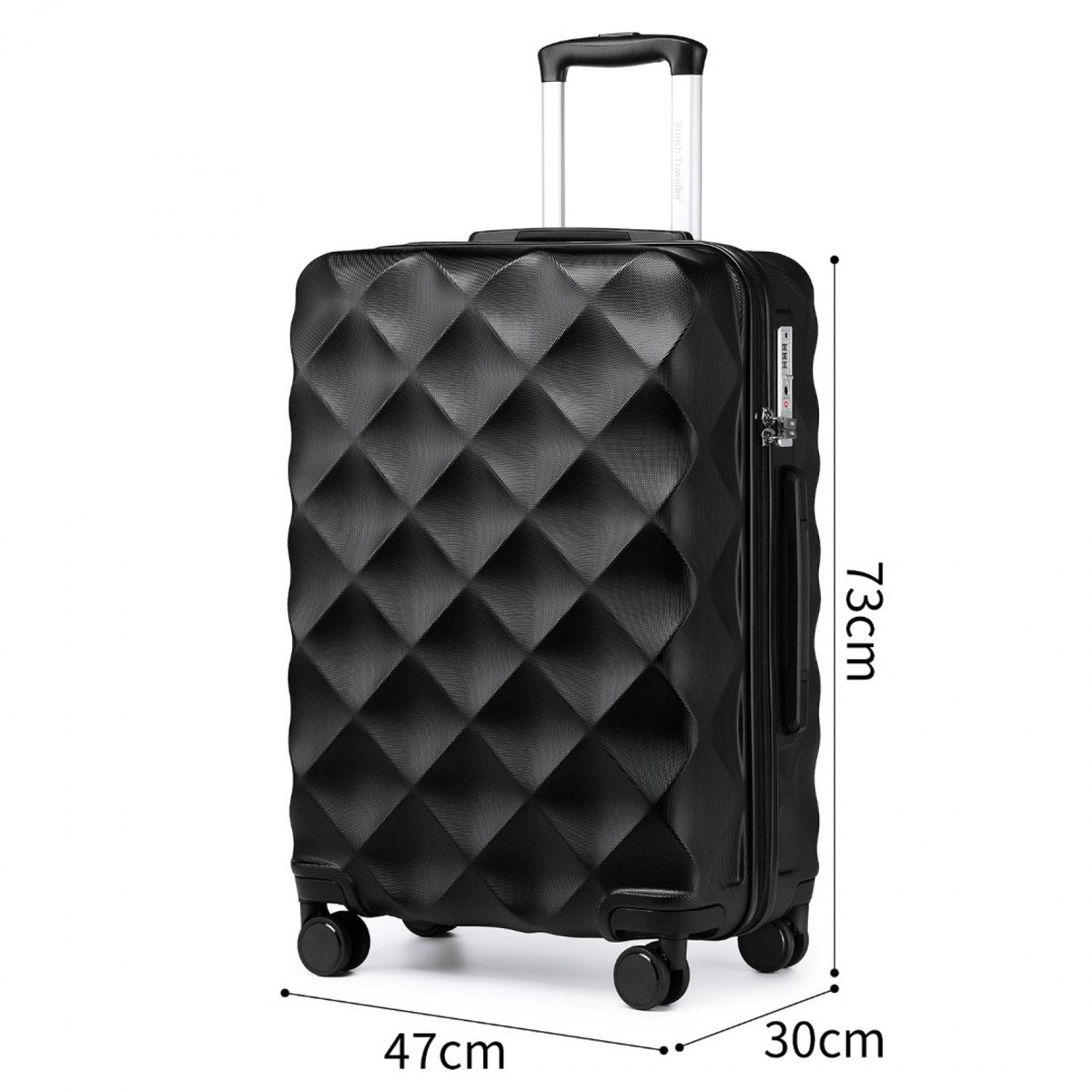 FREE UK Delivery 3-5 days British Traveller 28 Inch Ultralight ABS And Polycarbonate Bumpy Diamond Suitcase With TSA Lock - All colours - 3yr Warranty