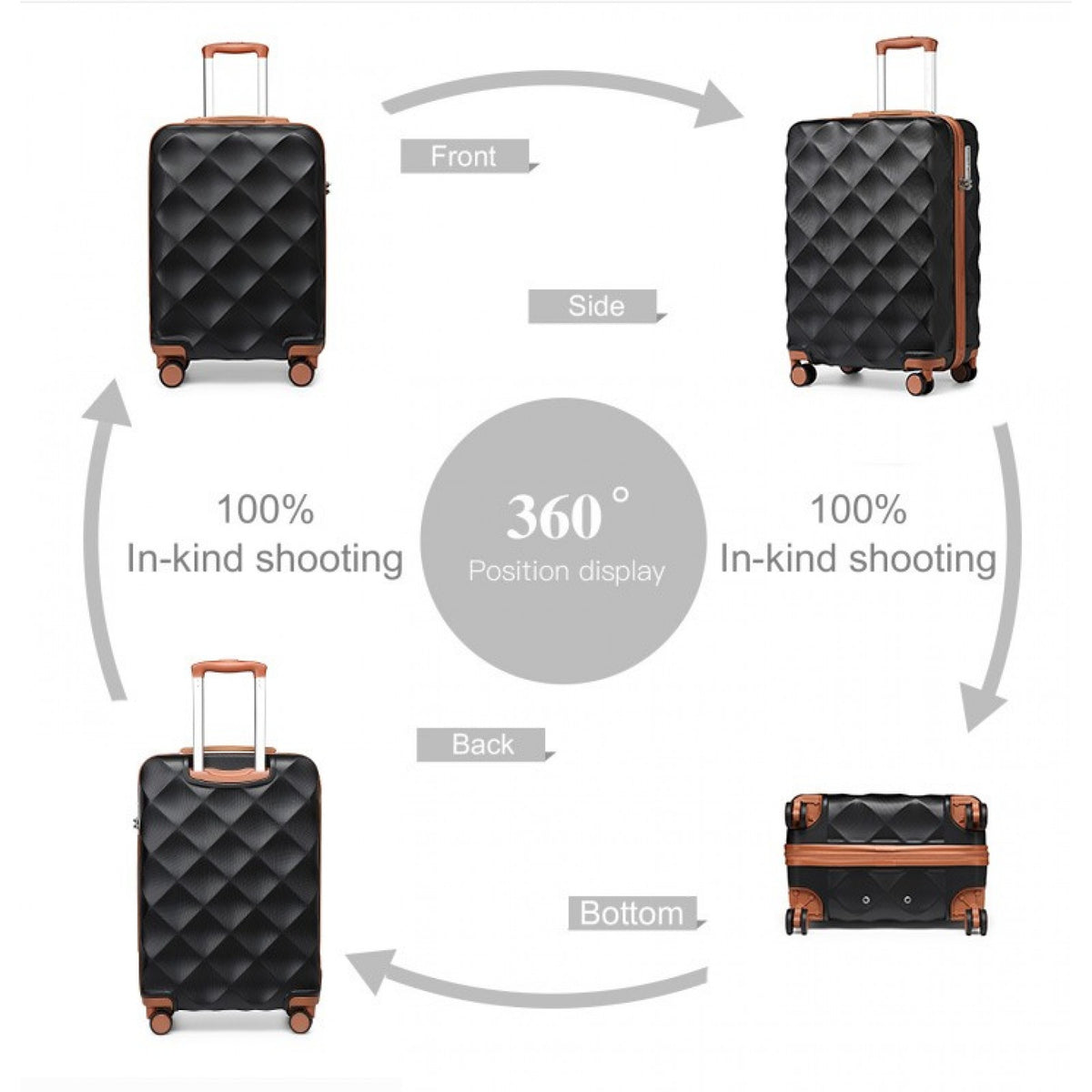 FREE UK Delivery 3-5 days British Traveller 24 Inch Ultralight ABS And Polycarbonate Bumpy Diamond Suitcase With TSA Lock- All colours - 3yr Warranty