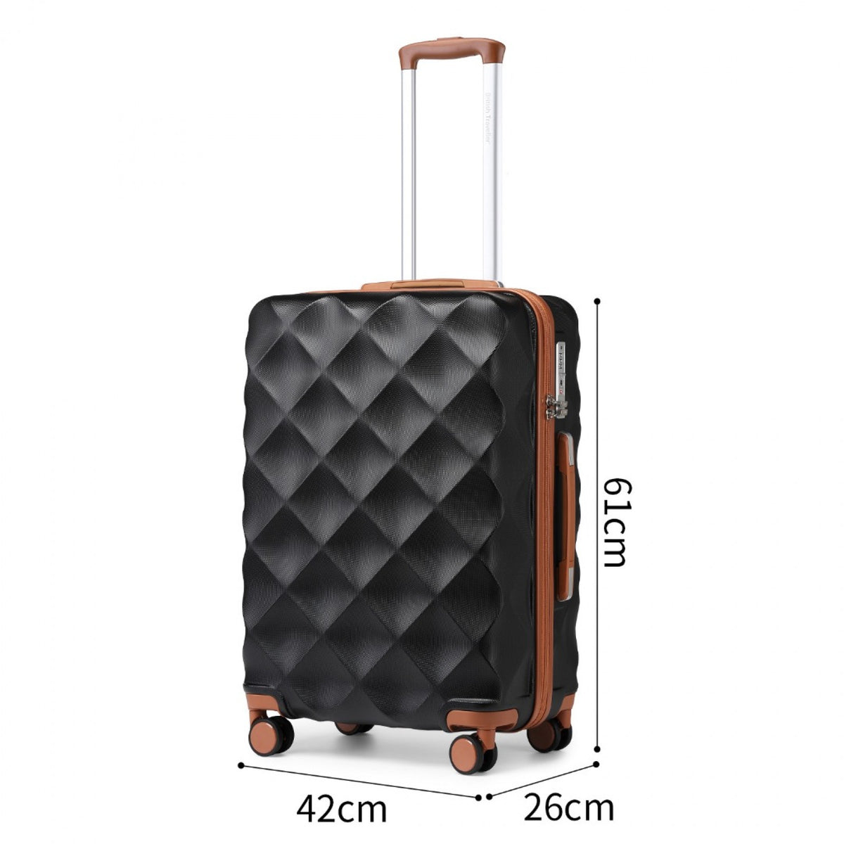 FREE UK Delivery 3-5 days British Traveller 24 Inch Ultralight ABS And Polycarbonate Bumpy Diamond Suitcase With TSA Lock- All colours - 3yr Warranty