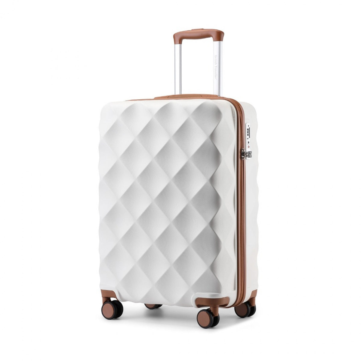 FREE UK Delivery 3-5 days British Traveller 24 Inch Ultralight ABS And Polycarbonate Bumpy Diamond Suitcase With TSA Lock- All colours - 3yr Warranty