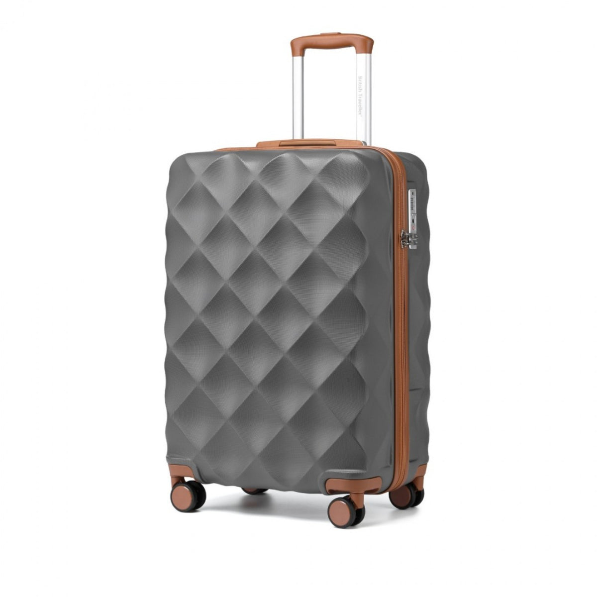 FREE UK Delivery 3-5 days British Traveller 24 Inch Ultralight ABS And Polycarbonate Bumpy Diamond Suitcase With TSA Lock- All colours - 3yr Warranty