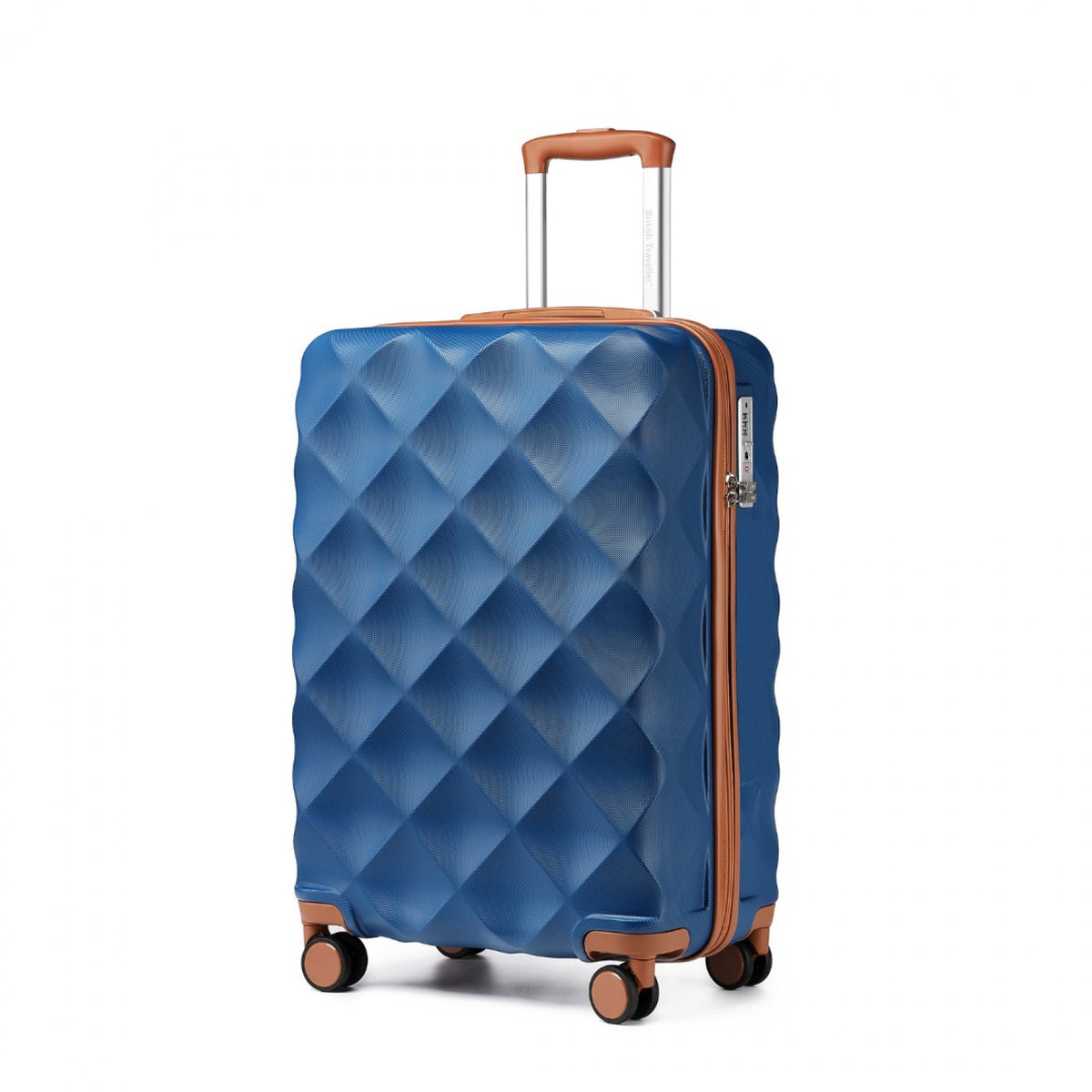 FREE UK Delivery 3-5 days British Traveller 24 Inch Ultralight ABS And Polycarbonate Bumpy Diamond Suitcase With TSA Lock- All colours - 3yr Warranty