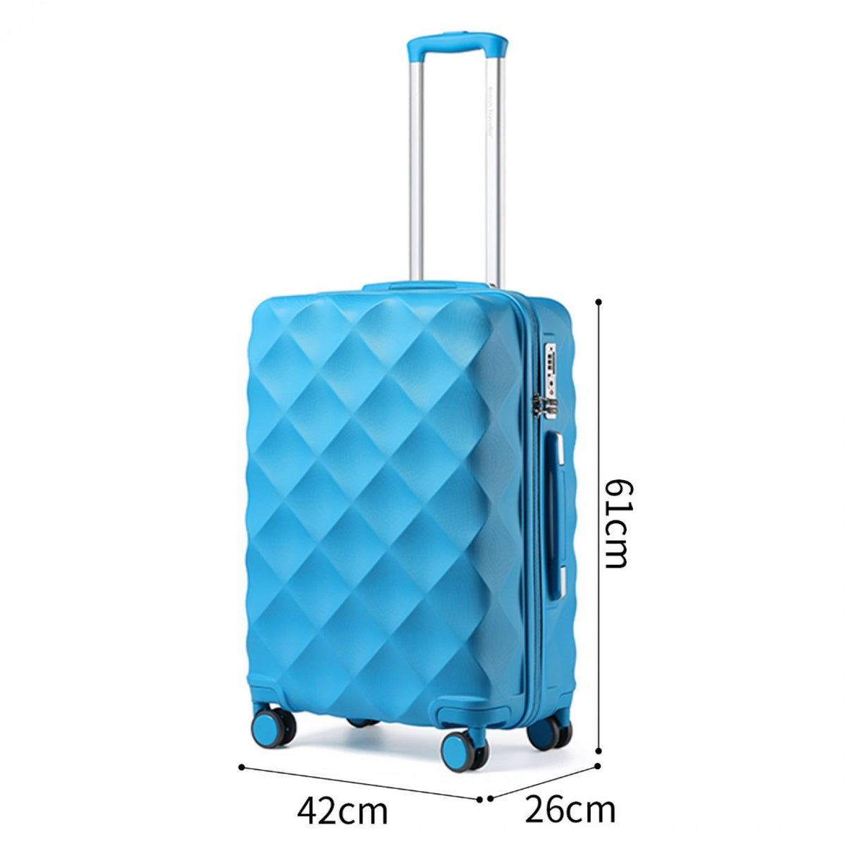 FREE UK Delivery 3-5 days British Traveller 24 Inch Ultralight ABS And Polycarbonate Bumpy Diamond Suitcase With TSA Lock- All colours - 3yr Warranty