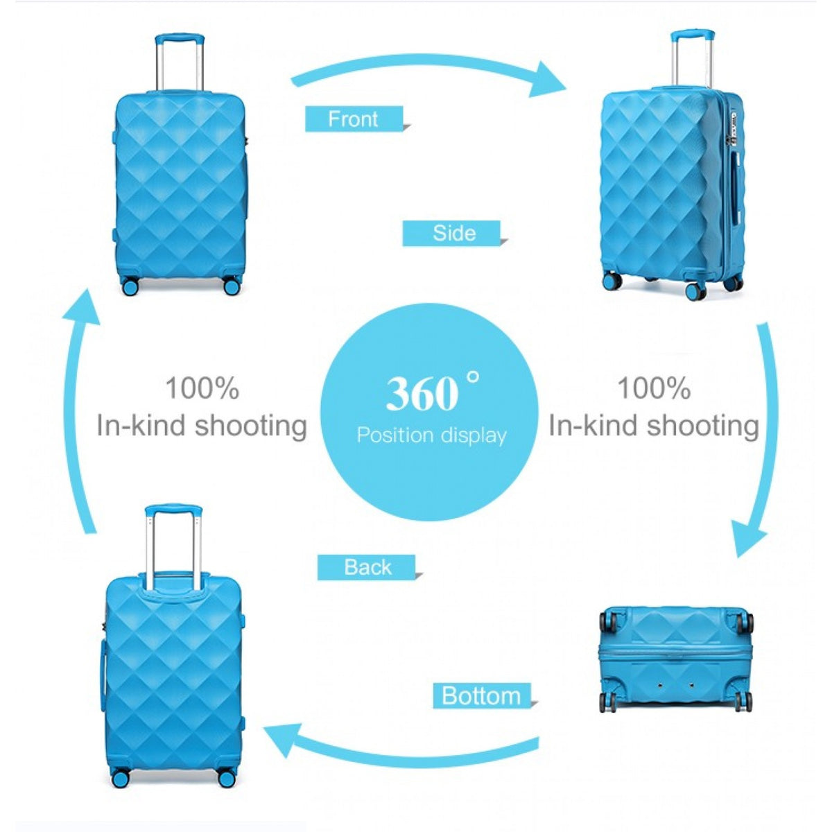 FREE UK Delivery 3-5 days British Traveller 24 Inch Ultralight ABS And Polycarbonate Bumpy Diamond Suitcase With TSA Lock- All colours - 3yr Warranty