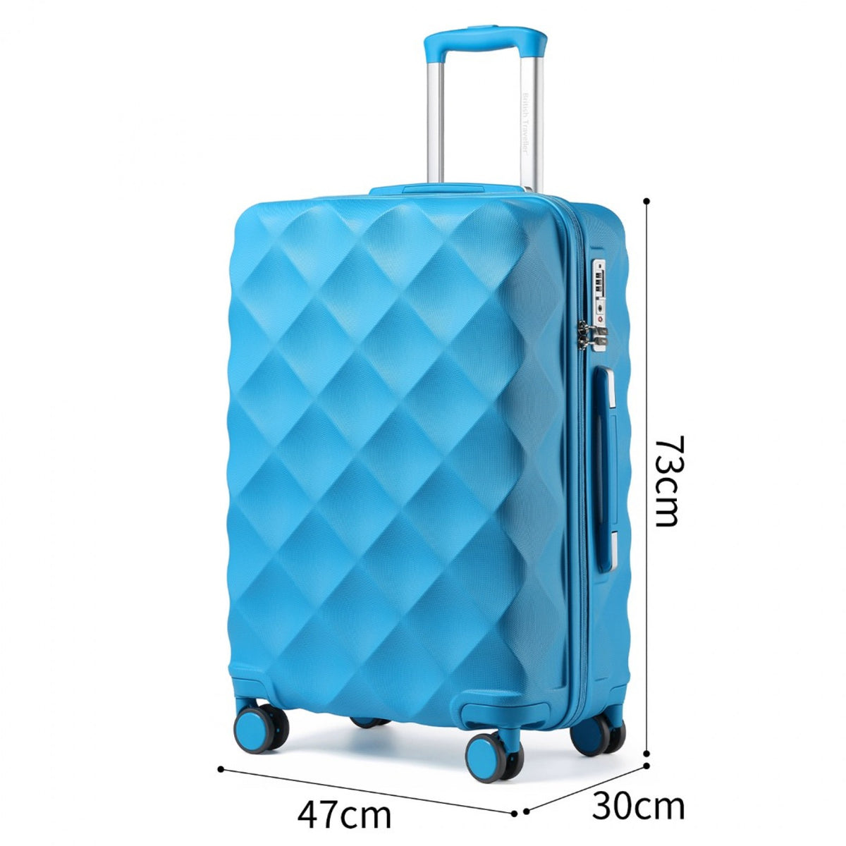 FREE UK Delivery 3-5 days British Traveller 28 Inch Ultralight ABS And Polycarbonate Bumpy Diamond Suitcase With TSA Lock - All colours - 3yr Warranty