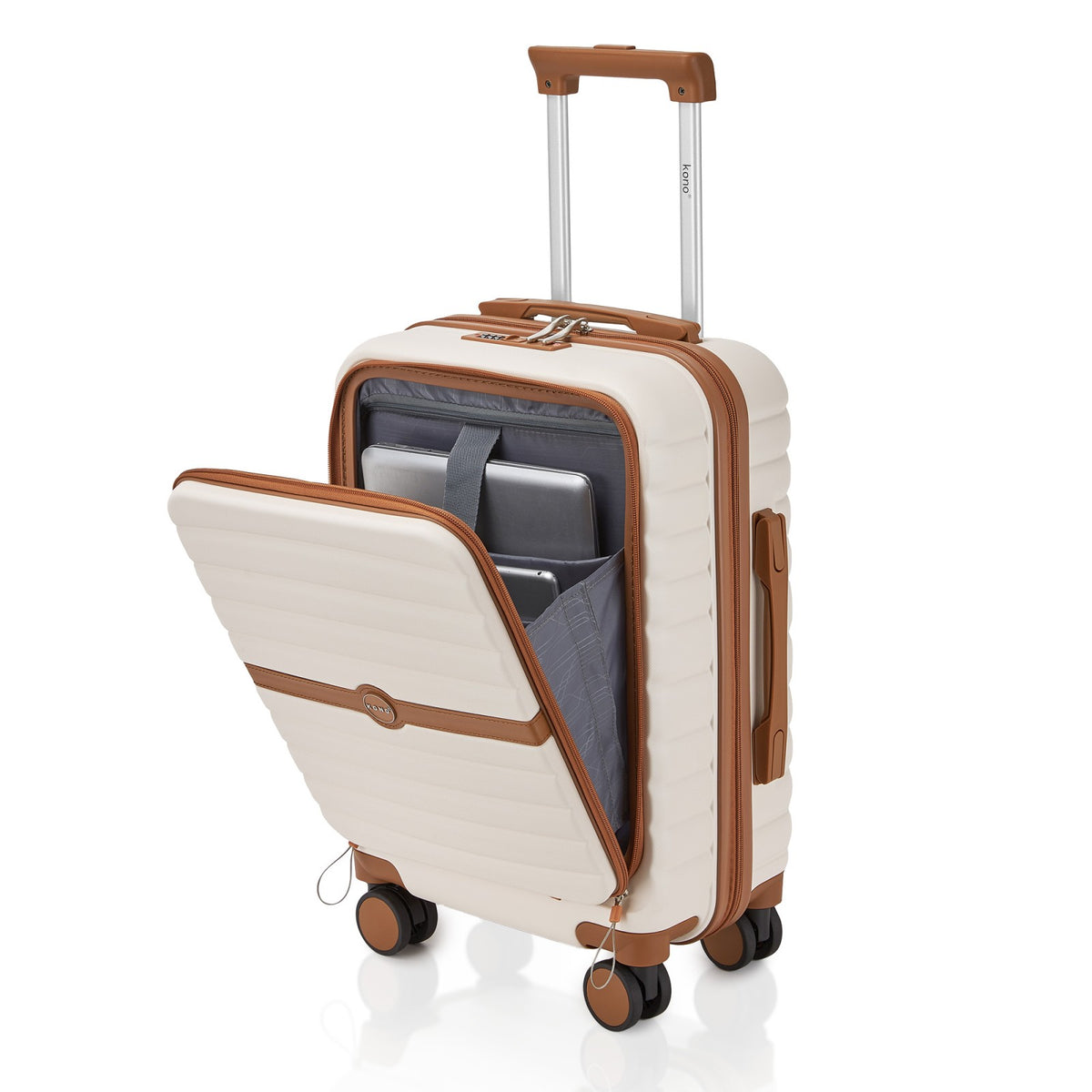 FREE UK Delivery 3-5 days Kono 21-Inch Front-Opening Cabin Suitcase with 15.6-Inch Laptop Compartment -All colours - 3yr Warranty