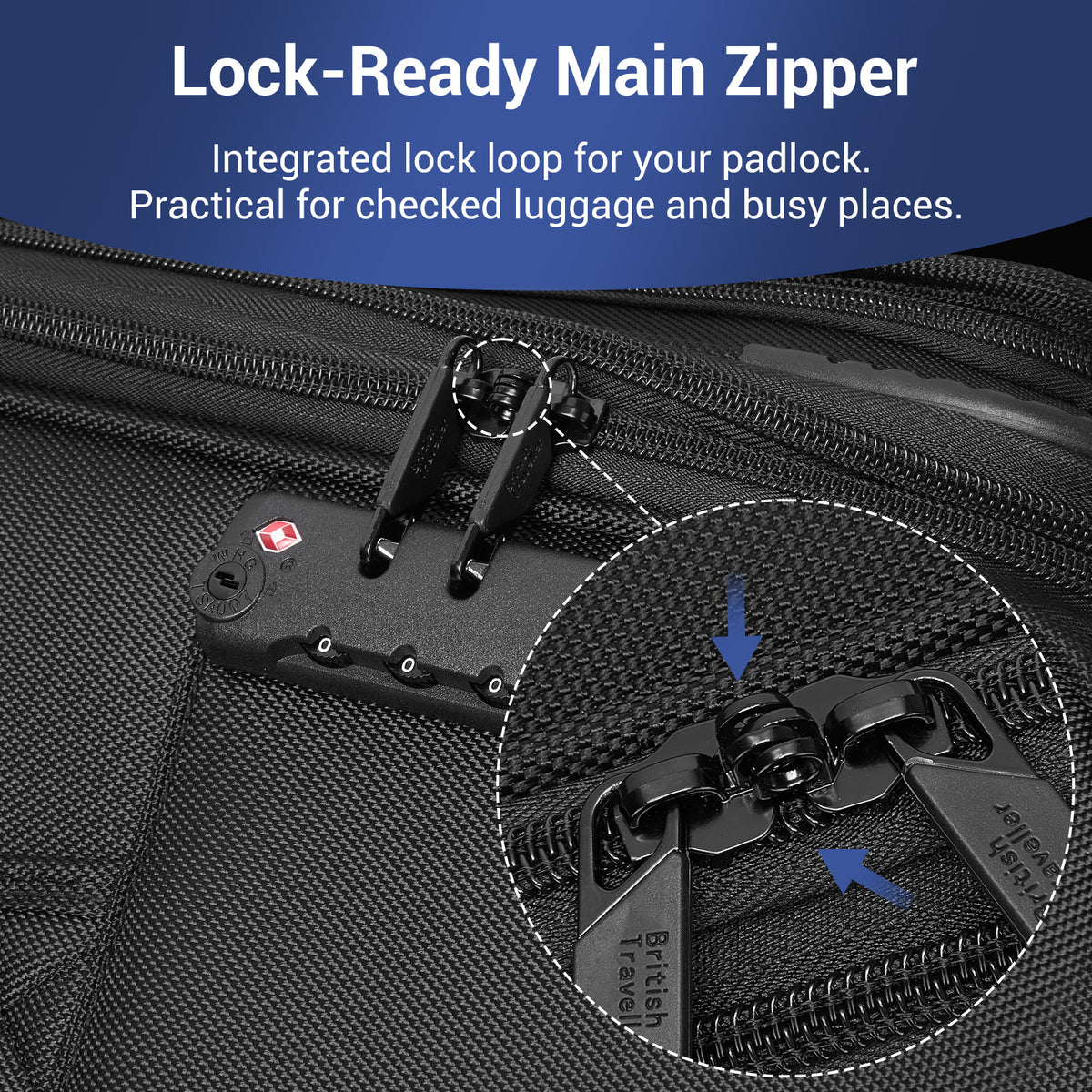 FREE UK Delivery 3-5 days British Traveller 20-Inch Durable Softshell Suitcase with Front Laptop Compartment, TSA Lock & Silent Spinner Wheels - Black - 3yr Warranty