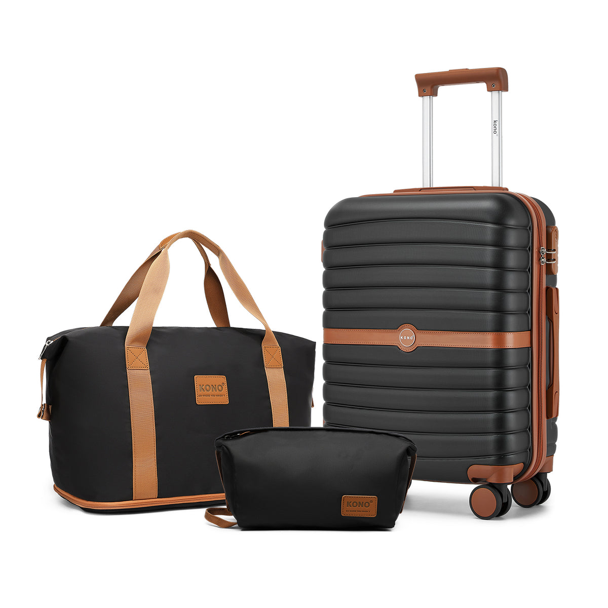 FREE UK Delivery  3-5 days -  Kono 20 Inch ABS+PC Cabin Suitcase with Travel Bag, Carry‑On Luggage Set - All colours- 3yr Warranty