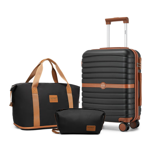 FREE UK Delivery  3-5 days -  Kono 20 Inch ABS+PC Cabin Suitcase with Travel Bag, Carry‑On Luggage Set - All colours- 3yr Warranty