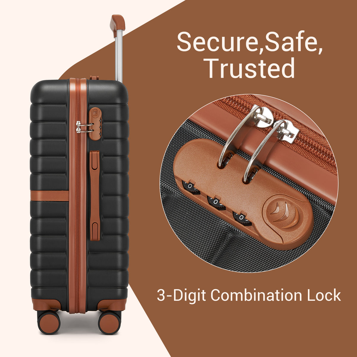 FREE UK Delivery  3-5 days -  Kono 28 Inch Large ABS+PC Hard Shell Suitcase Set with Travel Bag & Toiletry Pouch - All colours- 3yr Warranty
