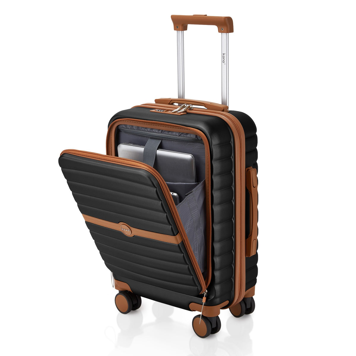 FREE UK Delivery 3-5 days Kono 21-Inch Front-Opening Cabin Suitcase with 15.6-Inch Laptop Compartment -All colours - 3yr Warranty